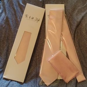 👔Men's Tie G U Style Neck tie & Pocket square set Blush pink